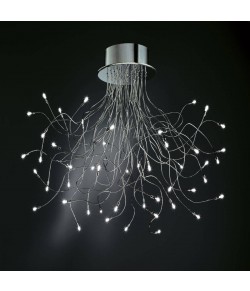Elegante plafoniera con finitura in cromo lucido, 48 punti luce da 10W alogene