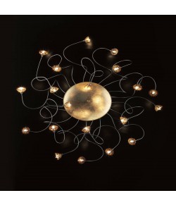 Plafoniera 20 punti luce da 10W alogene colorazione Foglia Argento e Cromo