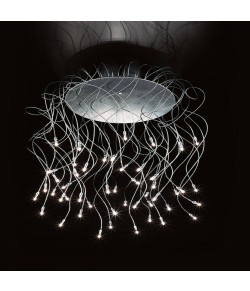 Plafoniera in colorazione Foglia Argento e Cromo con 48 punti luce da 10W alogene