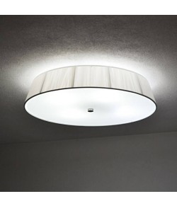 LEUCOS plafoniera a soffitto con struttura in metallo laccato bianco e Paralume in filo di cotone. 4 Punti luce (E27)