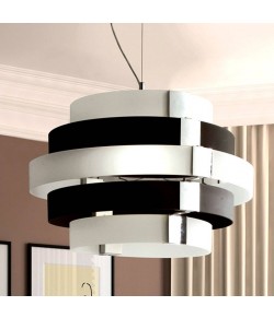 Raffinata lampada a sospensione con vetri personalizzabili e struttura in metallo cromato, 1 luce 100W ( E27 )