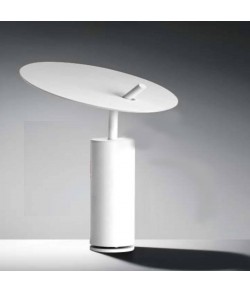 Lampada da tavolo di colore Bianco design essenziale con disco in alluminio, 1 luce a led Tot. 15W ( 1275Lm )