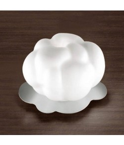 Originale Lampada da Tavolo a forma di nuvola con struttura in metallo e diffusore in vetro bianco , 1 luce 100W ( E14 )
