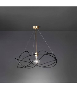 Lampada a sospensione in metallo nero, dalla linea minimale,disponibile in altre colorazioni, 1 punti luce E27