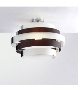 Raffinata lampada a Plafone con vetri di colore personalizzabile e struttura in metallo cromato, 1 luce 100W ( E27 )