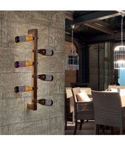Lampada da parete con struttura in legno e portabottiglie, 3 luce 8.8W a LED ( 2730Lm, 3000°K ) 