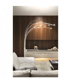 Raffinata Lampada da terra di colore bianco, 12 luci orientabili a led ( 6420Lm ) con dimmer