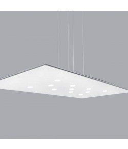 Lampada da sospensione di forma geometrica rettangolare, di colore Bianco, luce a led Tot. 50W ( 3850Lm ) dimmerabile.