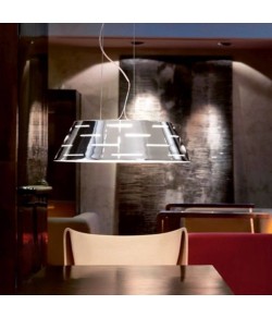 LEUCOS sospensione MIRAGE, lampadario con diffusore in vetro soffiato a specchio con decori satinati, 1 Punto luce (R7s 114mm)