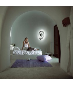 LEUCOS AURELIANO TOSO AIR 60, plafoniera soffitto/parete con diffusore decorato in bianco e a specchio, una circolina a neon (2GX13 T5) da 55 watt.