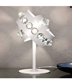 Lampada da Tavolo in metallo bianco e cristalli, disponibile in altre colorazioni, 1 punto luce 48W G9