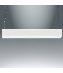 Sospensione minimale con struttura in alluminio, dalla linea lineare, colore bianco con luce a Led bidirezionale  ( 26+5W ) integrata