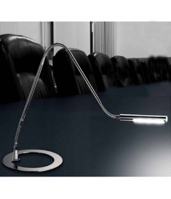 Sinuosa Lampada da tavolo con struttura in metallo e finitura cromo lucido,con braccio flessibile e diffusore orientabile, 3 luci a LED da 1W ( 4100°k )