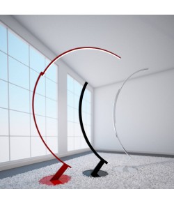 Lampada da terra con diffusore montato su binario scorrevole, struttura in alluminio estruso verniciato lucido, Led Strip a bassa tensione 2 X 21,6W.
