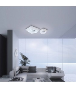 Plafoniera bianca con diffusore in Acrilico, dalla forma irregolare, 1 luce a Led da 28 W  ( 2800 Lumen , 3000° Kelvin ) 