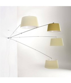Lampada da parete con paralume e struttura in alluminio satinato e inserti cromati, totalmente regolabile, 1 luce 150W ( E27 )