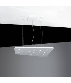 Minimale lampada a sospensione di forma irregolare con struttura in metallo colorato, 10 luci a Led 4.5W dimmerabile