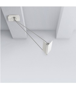Lampada a sospensione in metallo verniciato bianco con particolari in cromo, con struttura mobile,6 luci 4.2W a LED ( 2880Lm, 3000°K ) 