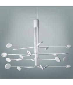 Raffinata lampada a sospensione di colore bianco, 12 luci orientabili a led ( 4200Lm )
