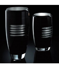 Braga Elegante Lampada da tavolo a forma di vaso modello DEIMOS 549/L4 ML con struttura in vetro e finitura foglia argento e nero, 1 luce 60W ( E27 )