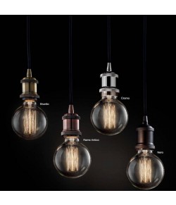 Sospensione dal design moderno con rosone e copri portalampada in metallo nero, 1 Luce ( E27 - 60W )