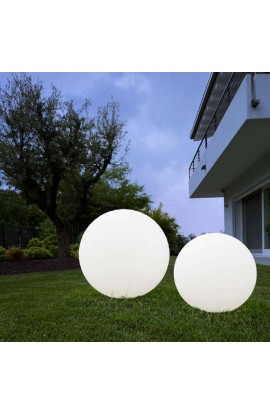Globo luminoso da esterno con base in polietilene verniciato bianco e diffusore in polietilene traslucido, 1 luce LED 5W 