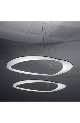 Lampada a sospensione doppia dal design moderno con struttura in alluminio verniciato bianco, luce a Led da 105W