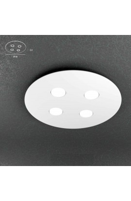 Plafoniera dal design moderno di forma circolare con struttura in metallo verniciato disponibile in diverse finiture di colorazione, 4 Luci a Led (Gx53)