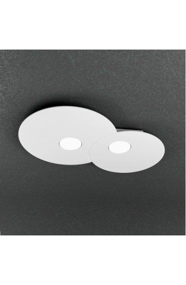 Plafoniera dal design moderno di forma circolare con struttura in metallo verniciato disponibile in diverse finiture di colorazione, 2 Luci a Led (Gx53)