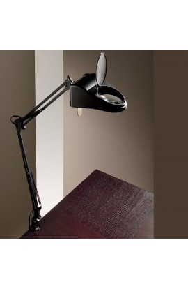 Lampada da tavolo in metallo e materiale plastico orientabile con lente a 3 diottrie, 1 Luce 60W ( E27 ).