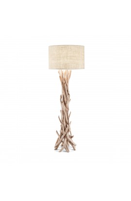 Piantana dal design vintage con montatura in metallo, elementi decorativi in legno. 1 luce (E27, 60W).