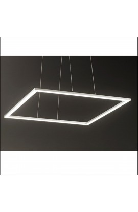 Sospensione LED 68W 8840lm, con montatura in alluminio verniciato bianco goffrato o nero. Tonalità di luce 3000K.