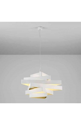 Lampada a sospensione in metallo bianco, dalla forma irregolare,disponibile in altre colorazioni, 3 punti luce 46W E27