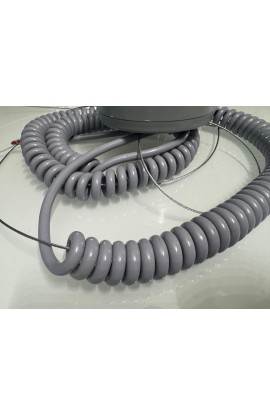 Cavo Elettrico 230 Volt a spirale L=110 cm a riposo chiaro completo di rosone tondo a soffitto in colore grigio chiaro 