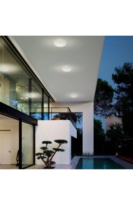 Originale Plafoniera da esterno in polietilene traslucido verniciato bianco, 1 luce 30W (E27)
