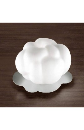 Originale Lampada da Tavolo a forma di nuvola con struttura in metallo e diffusore in vetro bianco , 1 luce 100W ( E14 )