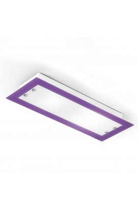 PLAFONIERA DA SOFFITTO RETTANGOLARE MEDIA IN VETRO TEMPRATO  CON BORDO IN VIOLA, 2 LUCI ( E27 ) 53W