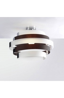 Raffinata lampada a Plafone con vetri di colore personalizzabile e struttura in metallo cromato, 1 luce 100W ( E27 )