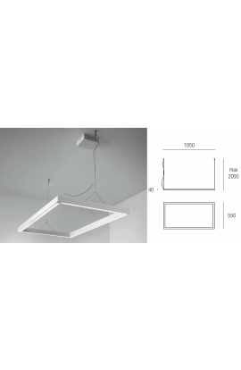 Sospensione LED 60W down 4800lm, 39W up 3080lm, dal design moderno con corpo in alluminio verniciato bianco, tonalità di luce 3000K