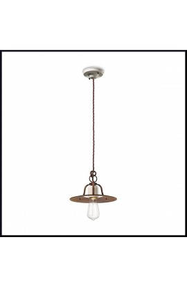 Sospensione dal design Retrò,con corona ampia colore Ruggine, 1 luce 77W ( E27 ).