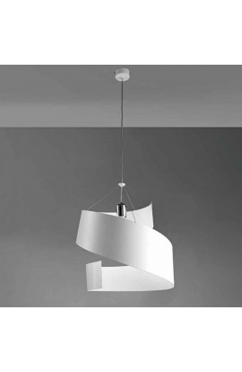Lampada a sospensione in metallo bianco, dalla forma ondulata,disponibile in altre colorazioni, 1 punti luce 105W E27