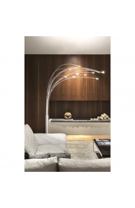 Raffinata Lampada da terra di colore bianco, 12 luci orientabili a led ( 6420Lm ) con dimmer