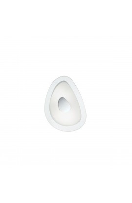 Plafoniera / Applique dal design moderno con montatura in metallo smaltato bianco, con diffusore in vetro. 2 luci (E27, 60W).