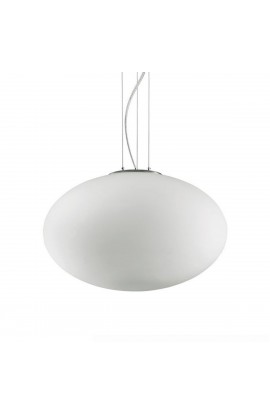 Sospensione moderna con montatura in metallo rifinito nickel e diffusore in vetro, 1 Luce ( E27, 60W)