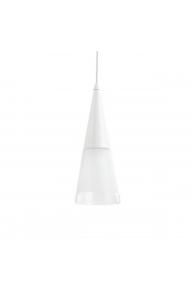 Sospensione al design moderno con struttura in metallo verniciato bianco satinato diffusore in vetro soffiato,1 Luce (40W, E14). 