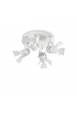 Plafoniera dal design moderno con struttura in metallo verniciato bianco opaco, disponibile anche in versione nero. 4 luci (50 W, GU10)