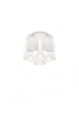 Plafoniera dal design moderno con montatura in metallo verniciato bianco opaco, diffusori in vetro. 6 luci (E27, 60W)
