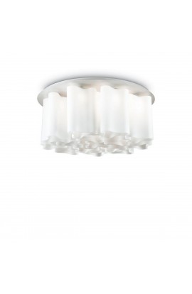 Plafoniera dal design moderno con montatura in metallo verniciato bianco opaco, diffusori in vetro. 15 luci (E27, 60W)