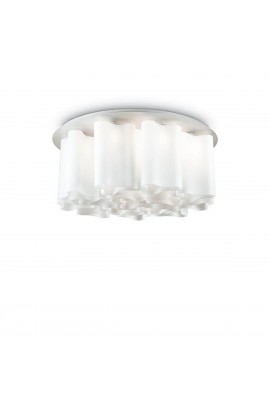 Plafoniera dal design moderno con montatura in metallo verniciato bianco opaco, diffusori in vetro. 15 luci (E27, 60W)