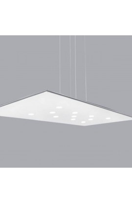 Lampada da sospensione di forma geometrica rettangolare, di colore Bianco, luce a led Tot. 50W ( 3850Lm ) dimmerabile.